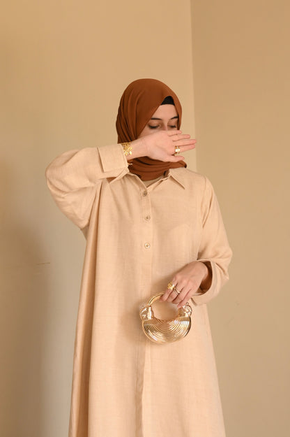 Essence Coord Set- Beige- Crush Linen