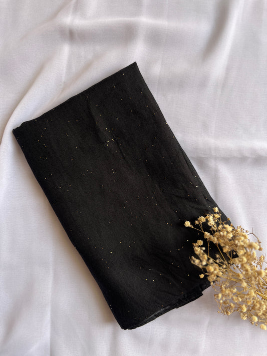 Glitter Studded Lawn Hijab- Black