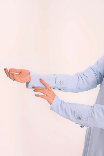 Raha- Bahrain Coat Abaya- Pastel Blue