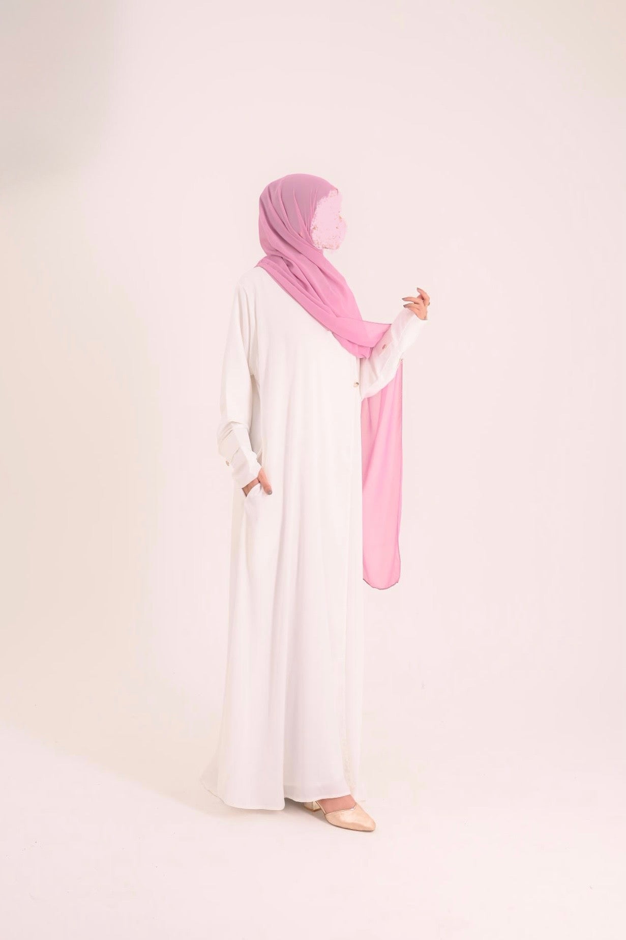 Raha- Bahrain Coat Abaya- Pearl White
