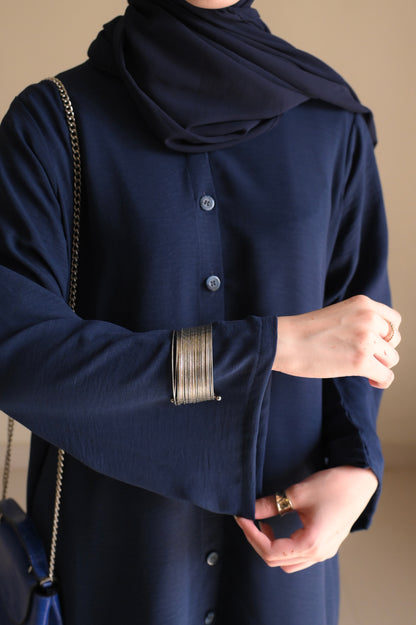 Button Down-Modest Coord Set- Navy Blue