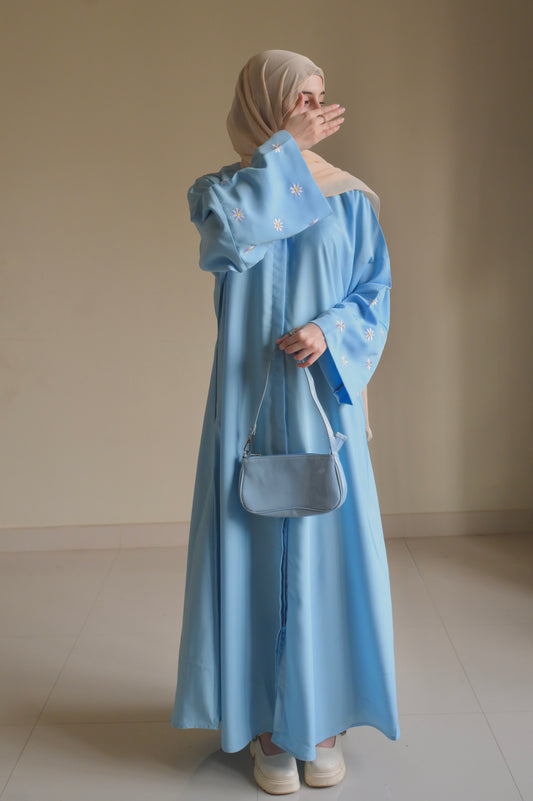 Daisies Abaya- Sky blue