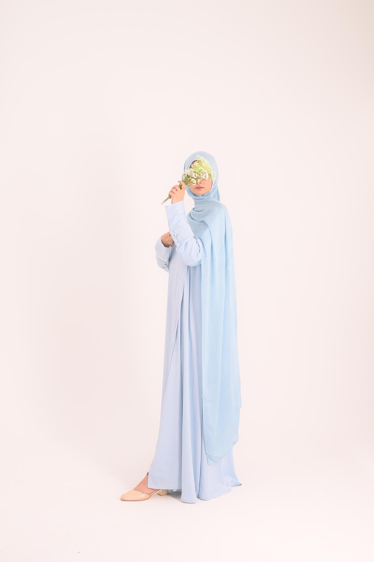 Raha- Bahrain Coat Abaya- Pastel Blue