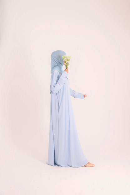 Raha- Bahrain Coat Abaya- Pastel Blue