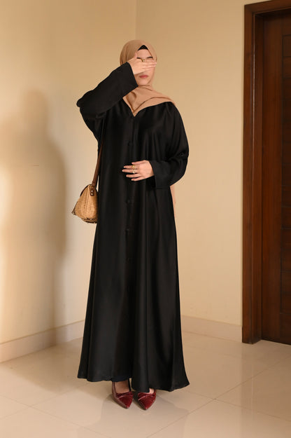 Noir Luxe Staple Abaya- Jet black