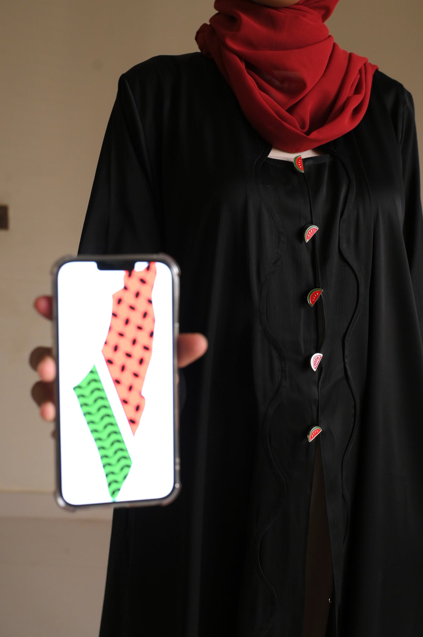 Watermelon Resistance - Black Romantic Nida Abaya