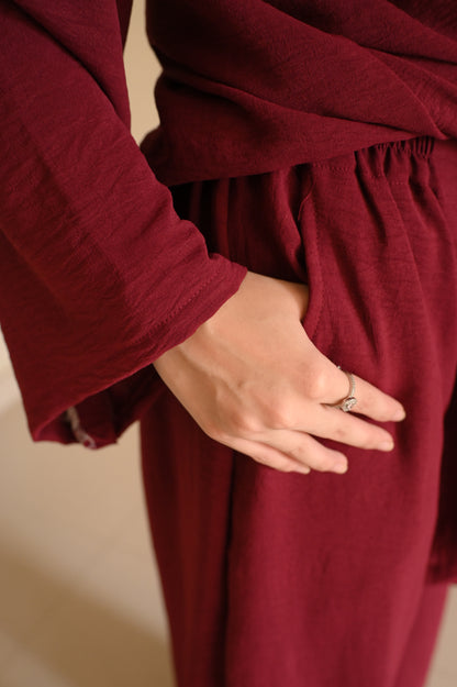 Button Down-Modest Coord Set- Maroon