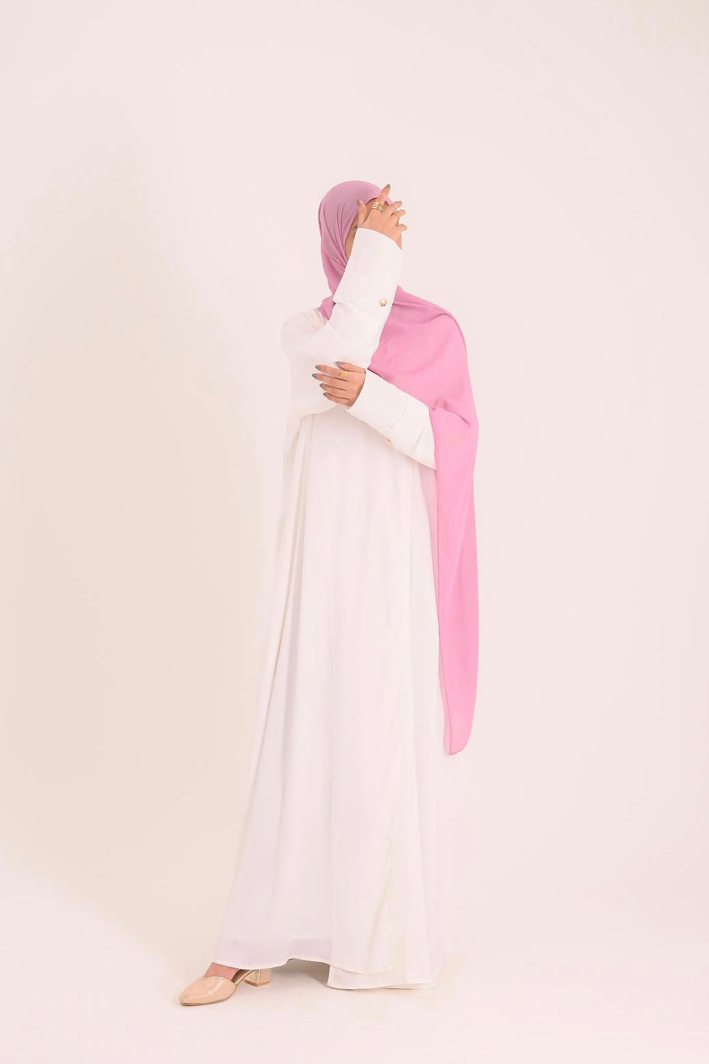 Raha- Bahrain Coat Abaya- Pearl White