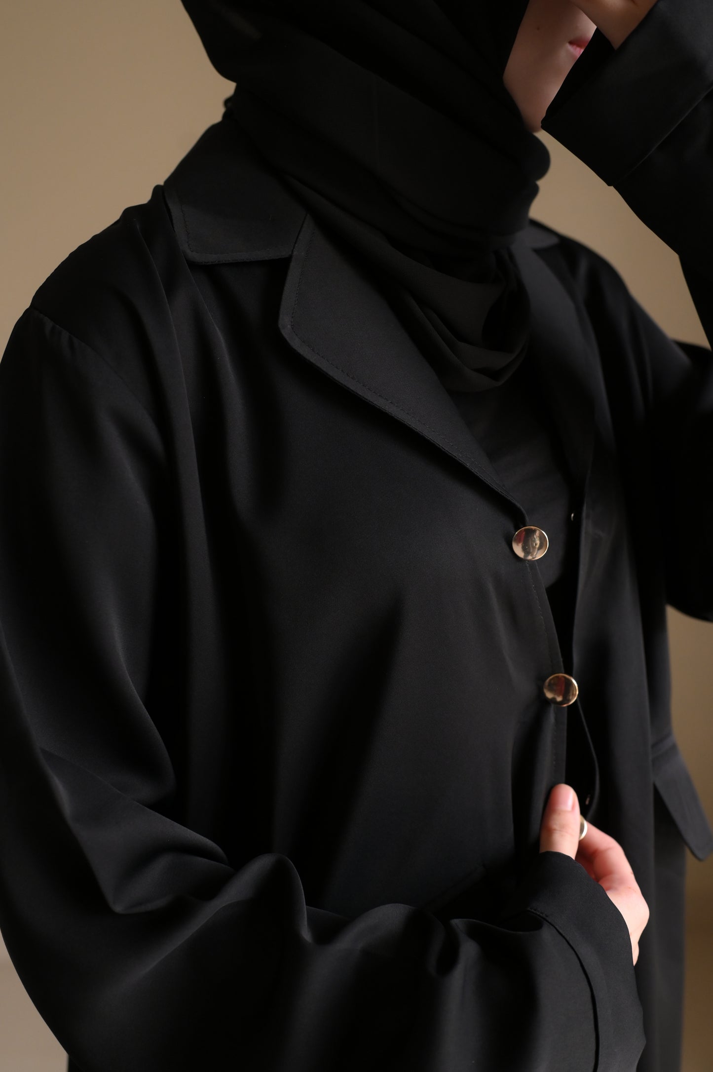 Staple Winter Coat Abaya-Black