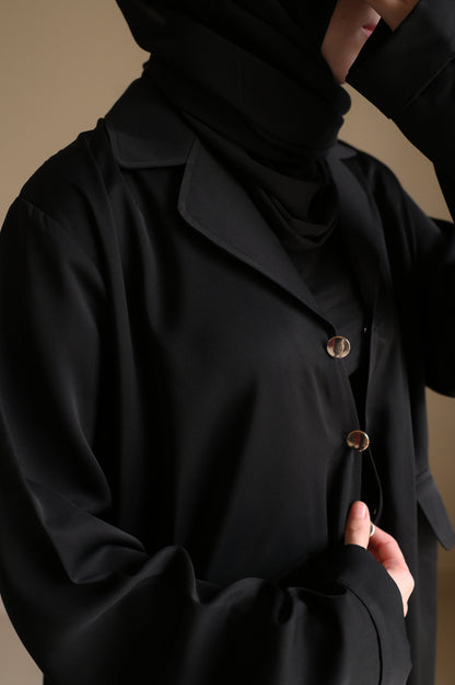 Staple Winter Coat Abaya-Black