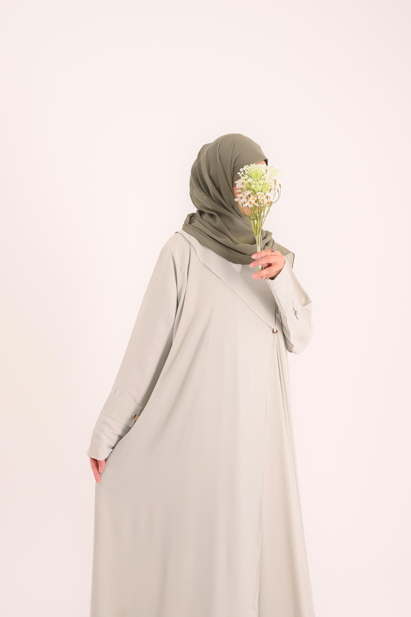 Raha- Bahrain Coat Abaya- Pistachio
