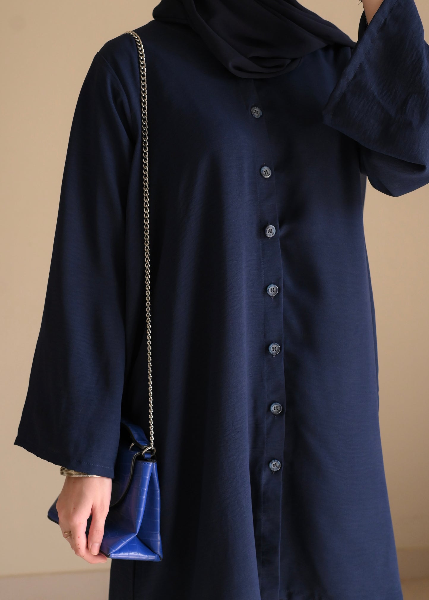 Button Down-Modest Coord Set- Navy Blue