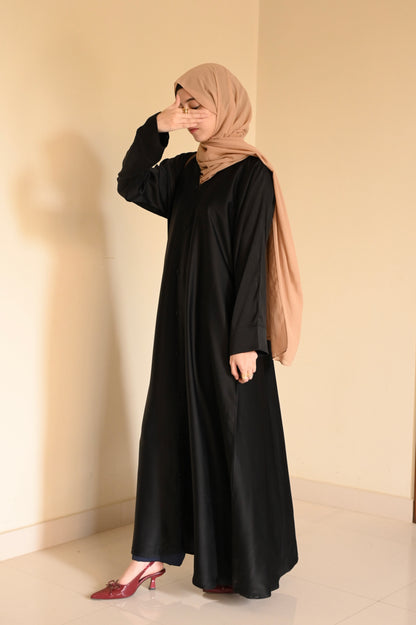 Noir Luxe Staple Abaya- Jet black