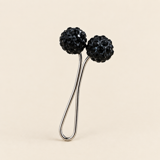 Stoned Clip Pins- Black