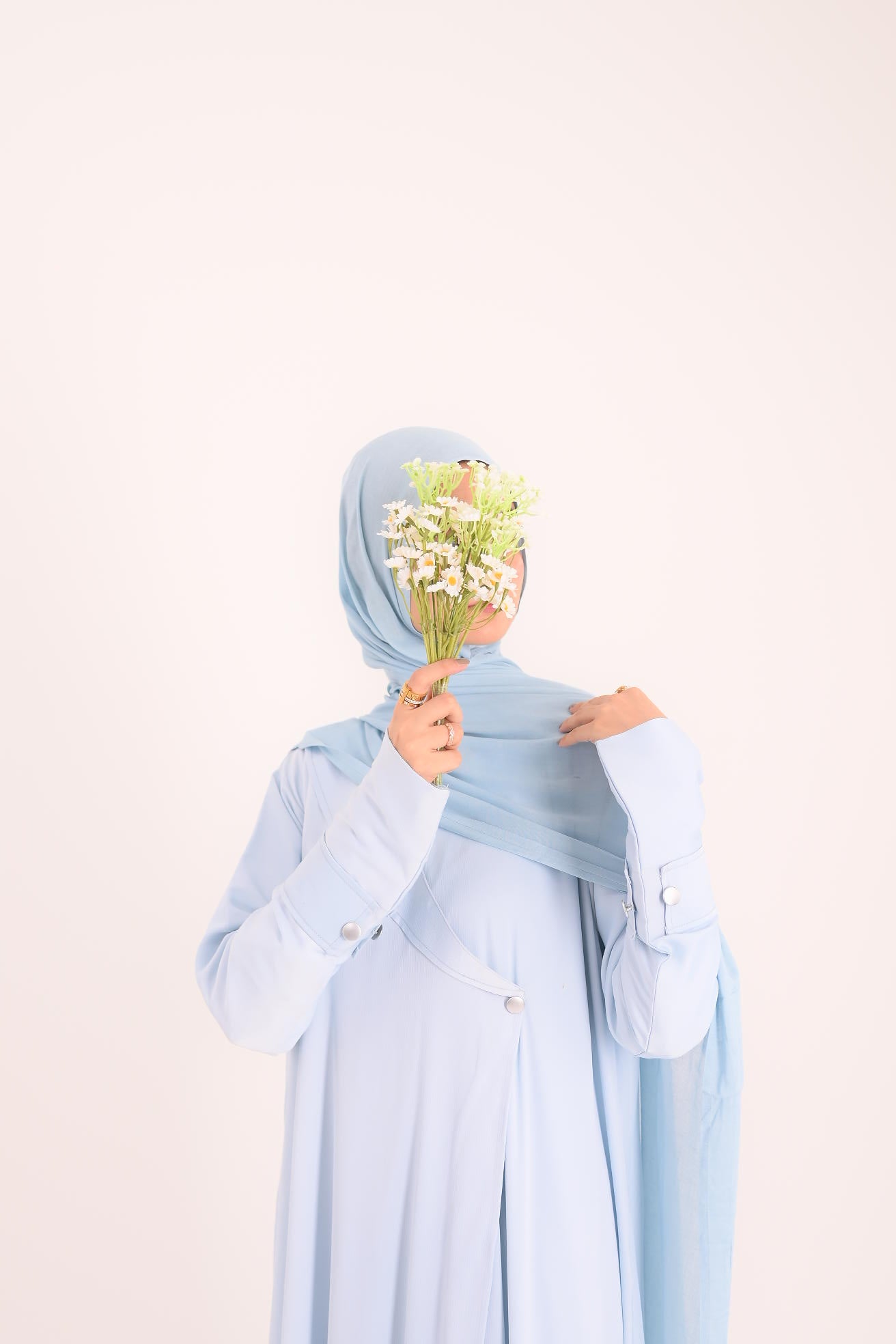 Raha- Bahrain Coat Abaya- Pastel Blue
