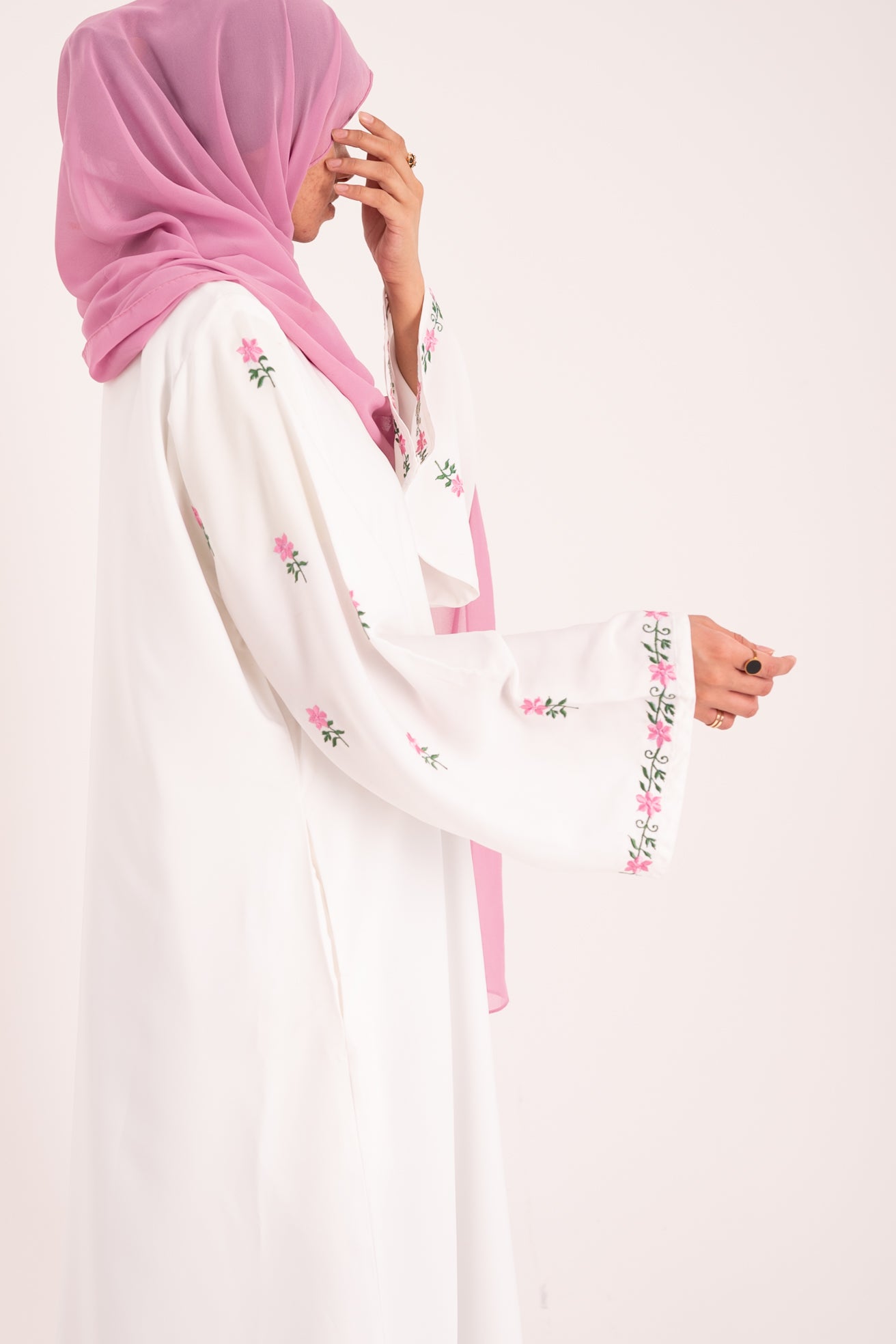 Ivory Bloom- Embroidered Abaya