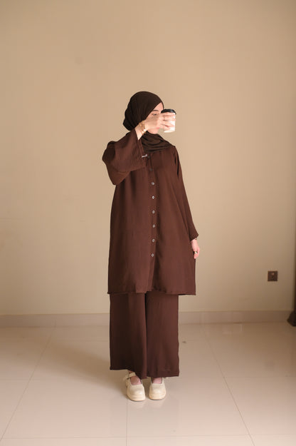 Button Down-Modest Coord Set- Choco