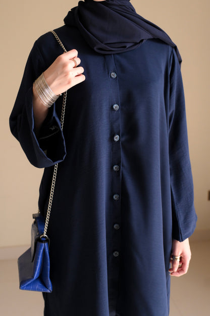 Button Down-Modest Coord Set- Navy Blue