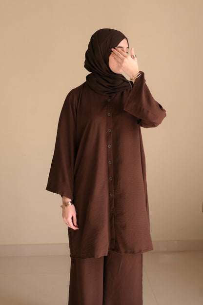 Button Down-Modest Coord Set- Choco