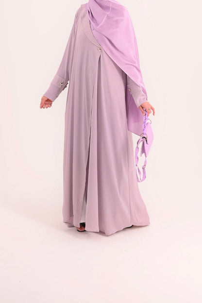 Raha- Bahrain Coat Abaya- Pastel Purple