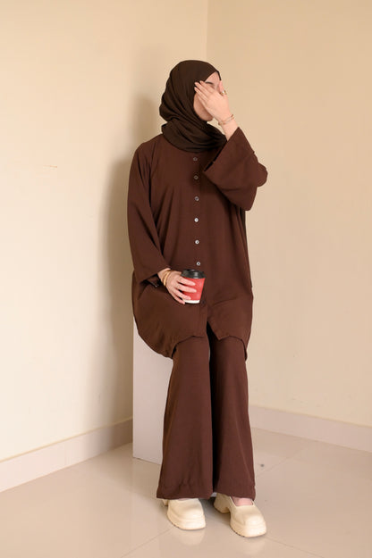 Button Down-Modest Coord Set- Choco