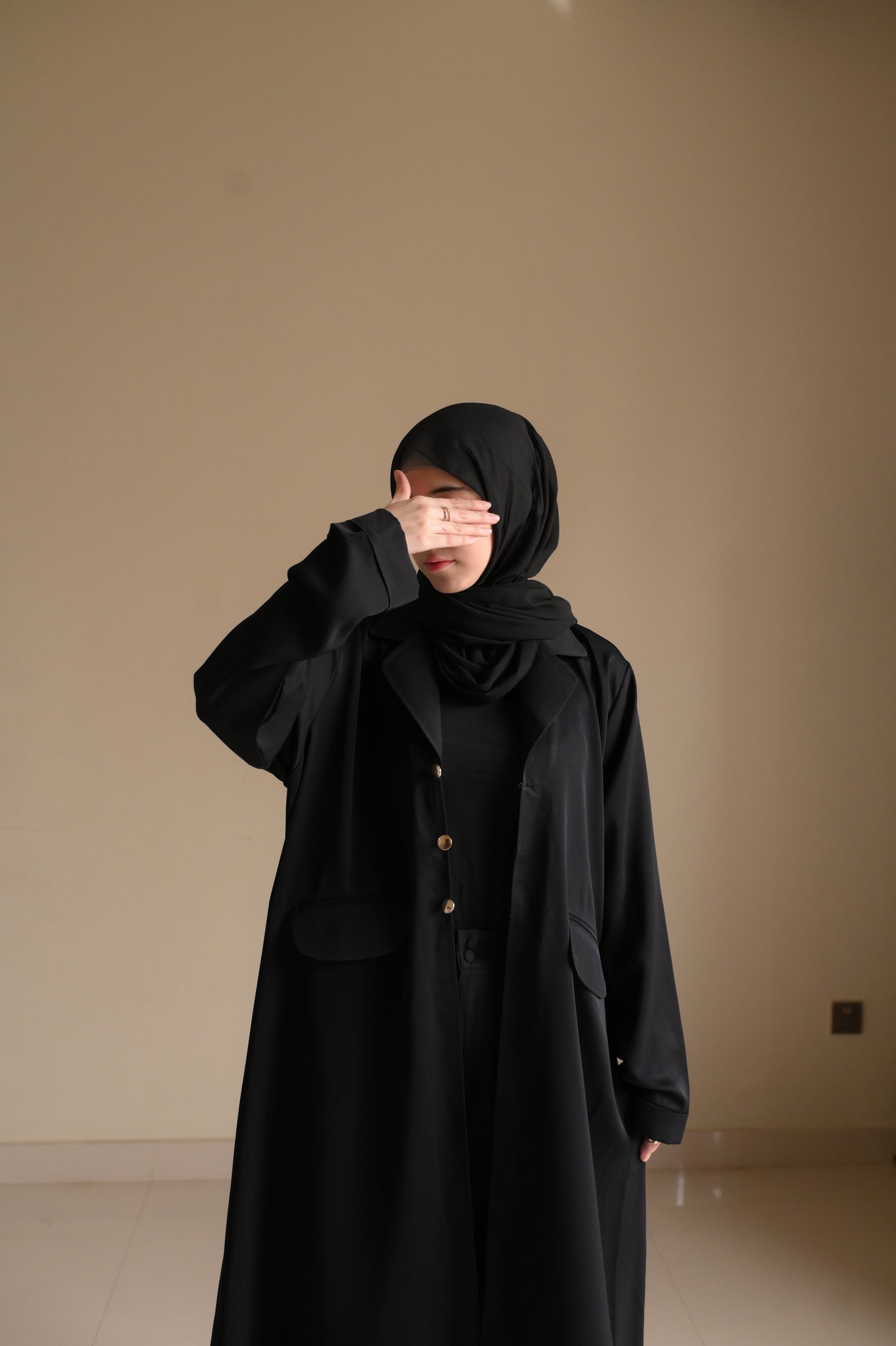 Staple Winter Coat Abaya-Black