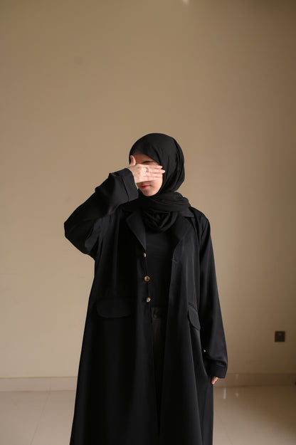 Staple Winter Coat Abaya-Black