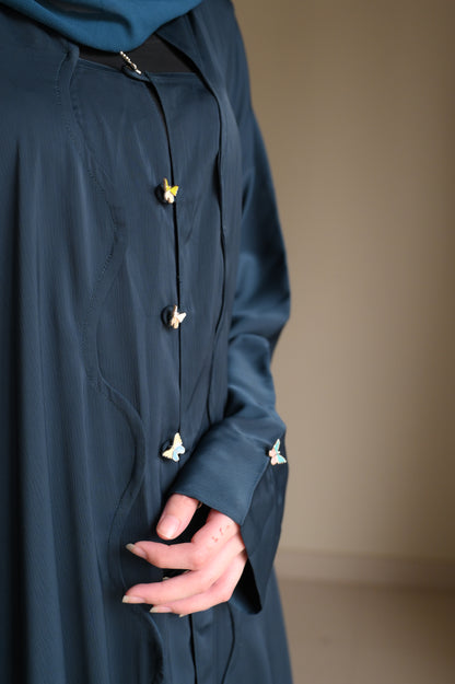 Opulent Waves - Teal Romantic Nida Abaya