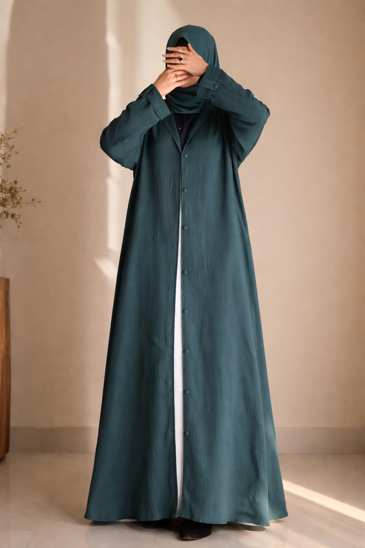 Turkish Staple Coat Abaya- Zinc