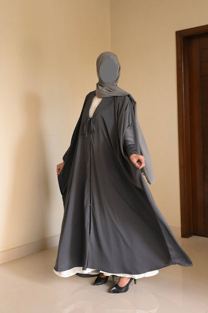 Nooré - Kaftan abaya- Charcoal Romantic Nida