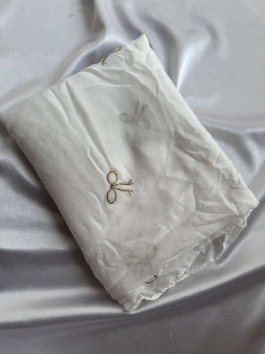 Embroidered Bow Hijabs- White