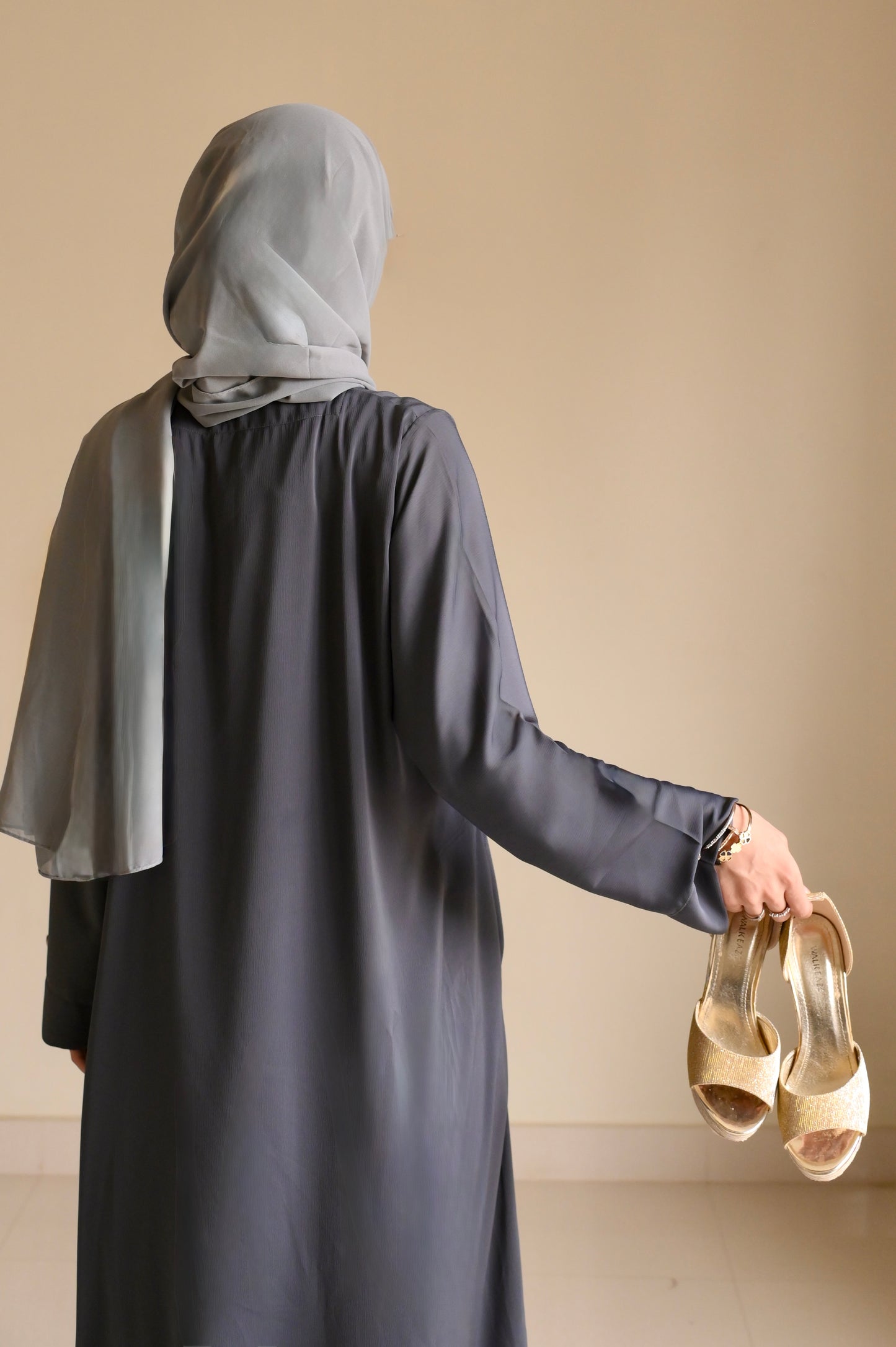 Charcoal Flutter Luxe- Grey Romantic Nida Abaya