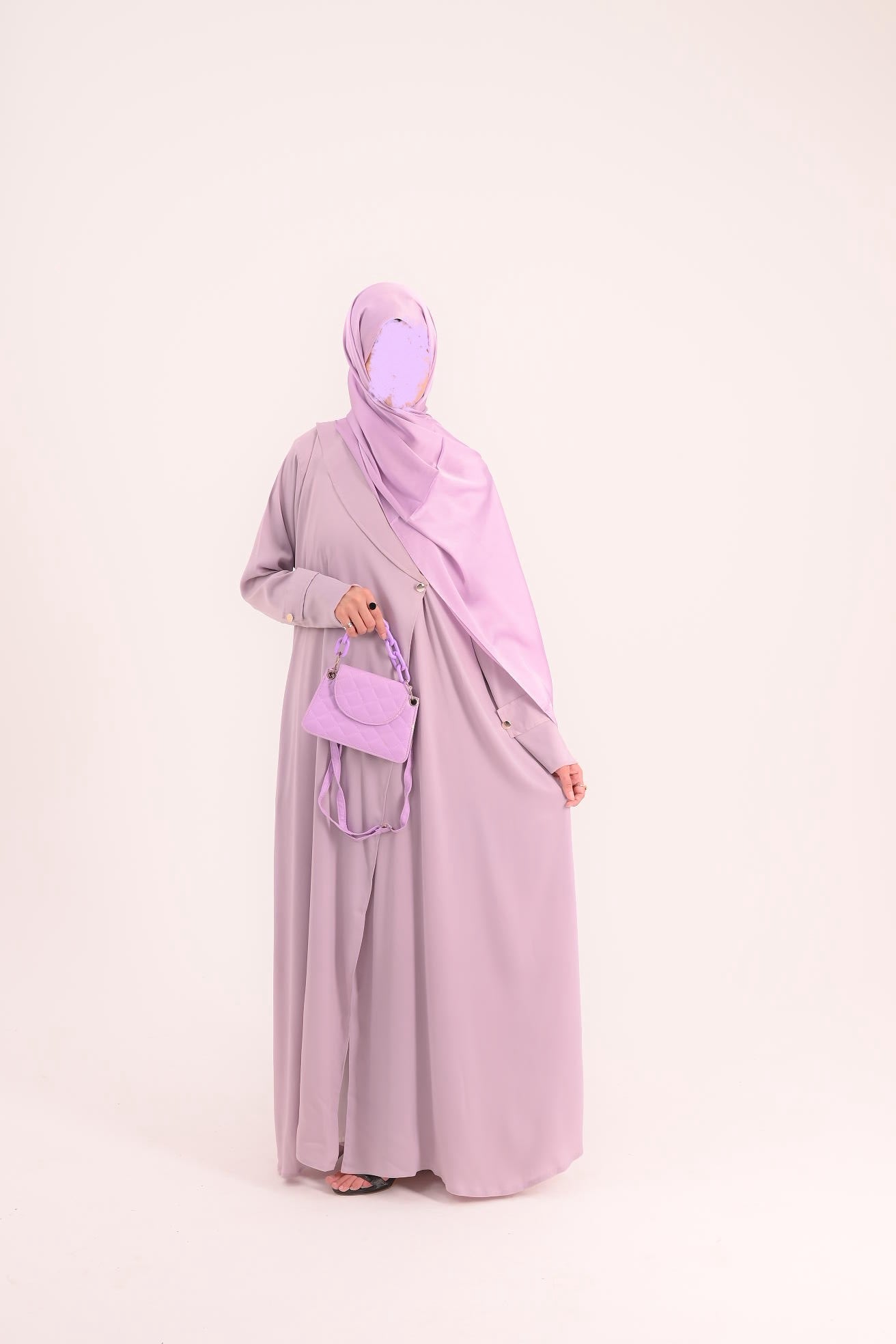 Raha- Bahrain Coat Abaya- Pastel Purple