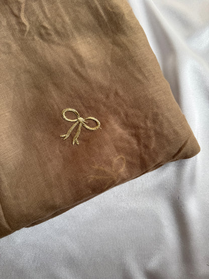 Embroidered Bow Hijabs- Tan