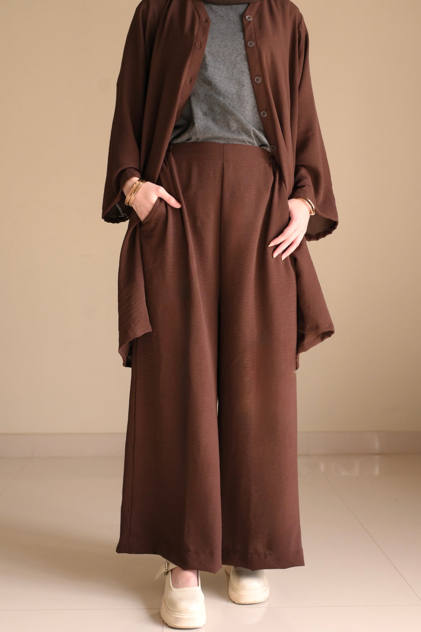 Button Down-Modest Coord Set- Choco