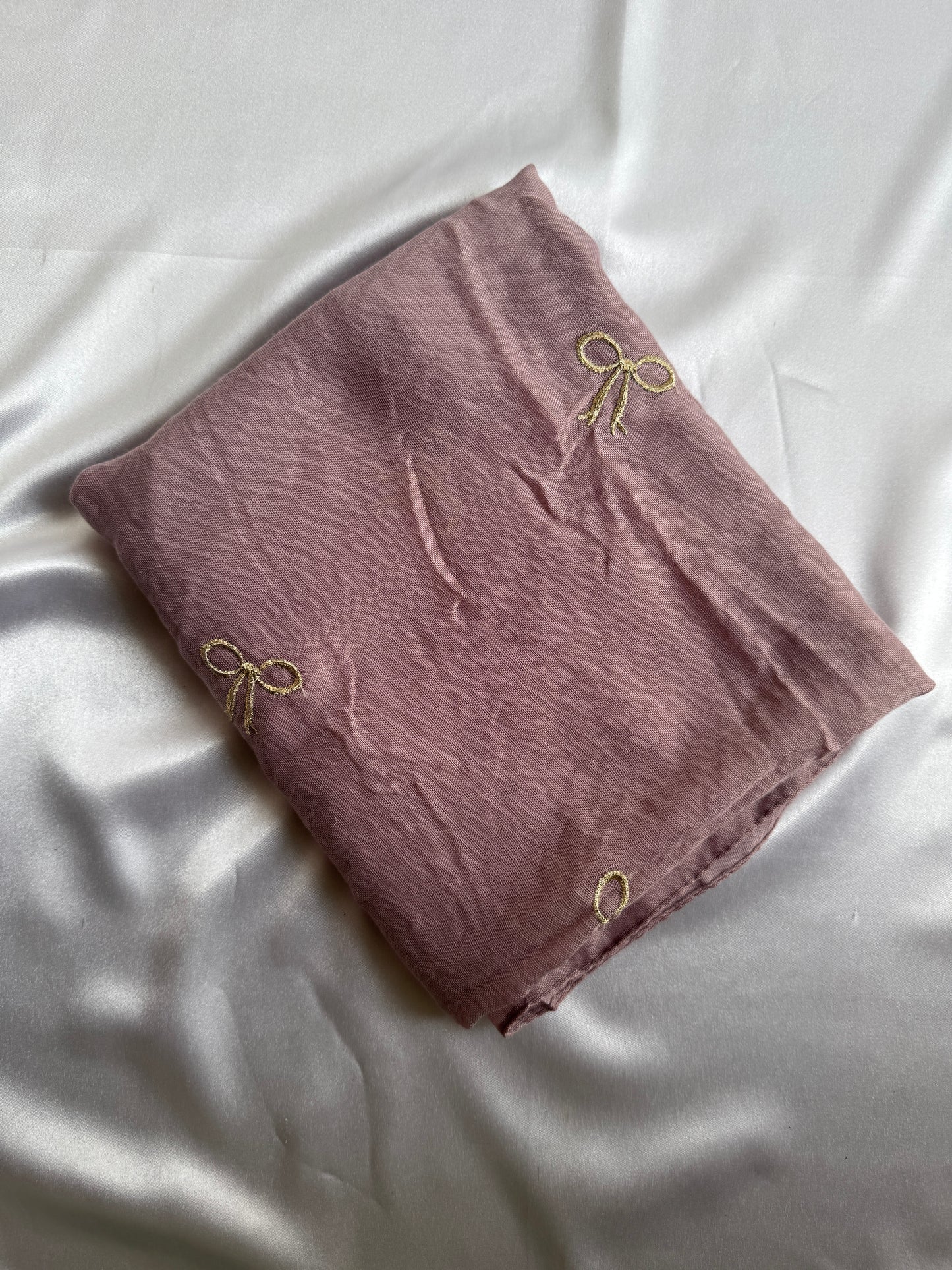 Embroidered Bow Hijabs- Muave