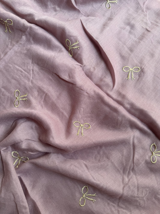 Embroidered Bow Hijabs- Muave