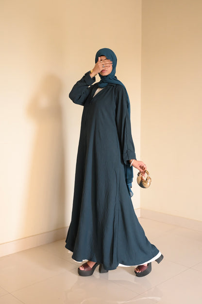 Turkish Staple Coat Abaya- Zinc
