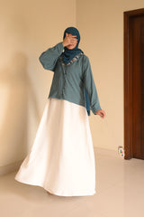 Whispering Petals-Floral Embroidered Half Jacket- Sea Green
