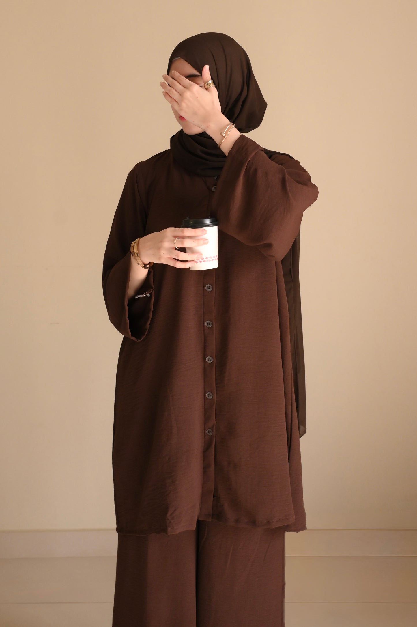 Button Down-Modest Coord Set- Choco