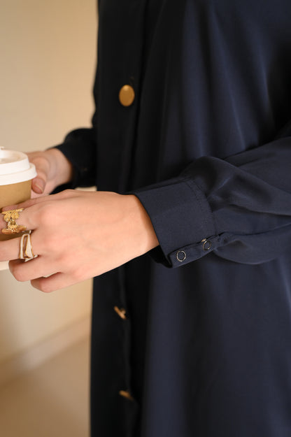 Elara Coord Set- Navy- Premium Nida
