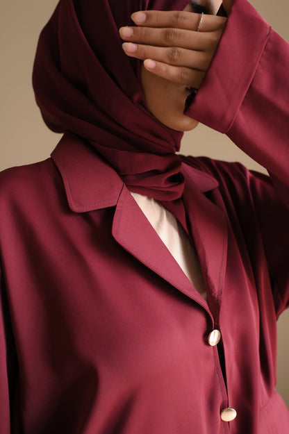 Staple Winter Coat Abaya-Maroon