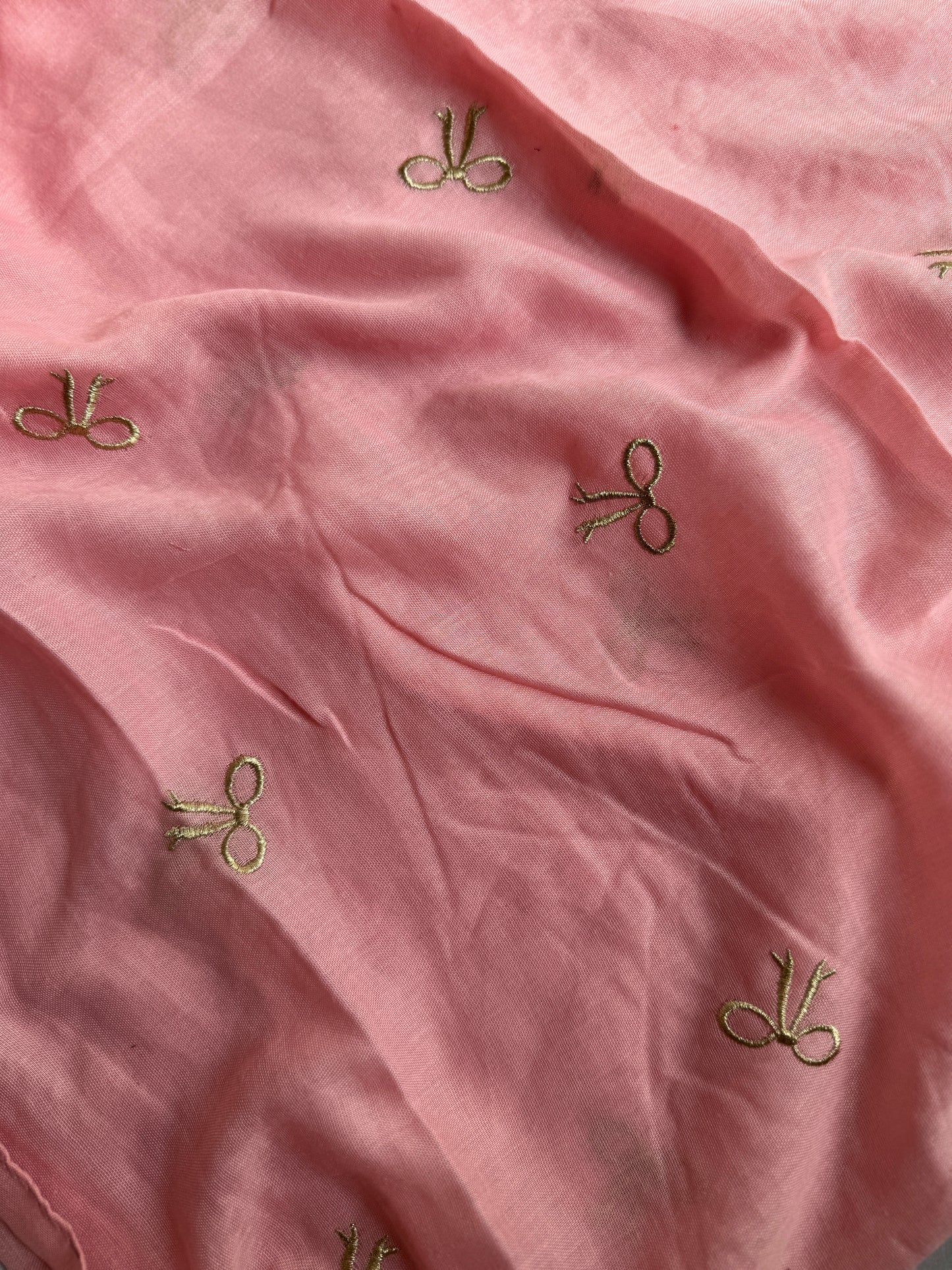 Embroidered Bow Hijabs- Pink