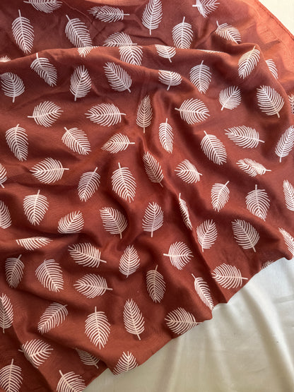 Block Print Feathers- Penny brown