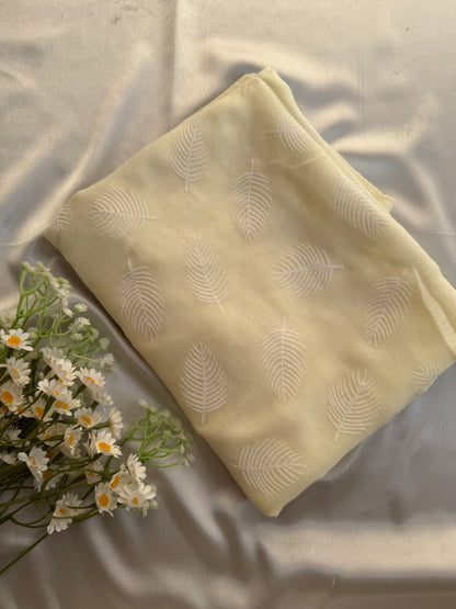 Block Print Feathers- Cream