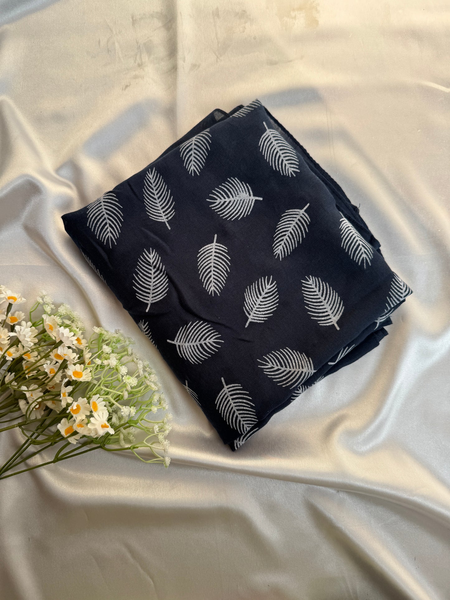 Block Print Feathers- Navy Blue