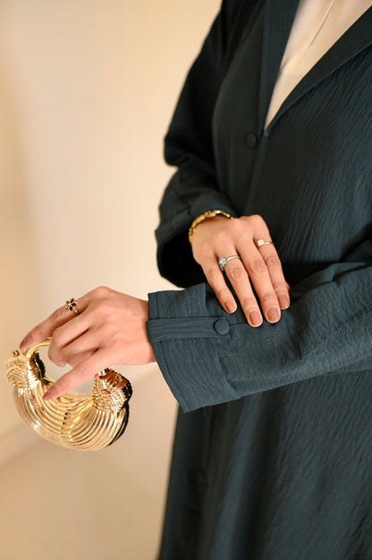 Turkish Staple Coat Abaya- Zinc