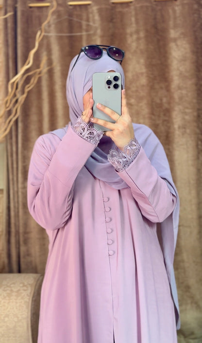 Arwa Luxe Coat Abaya- Lilac