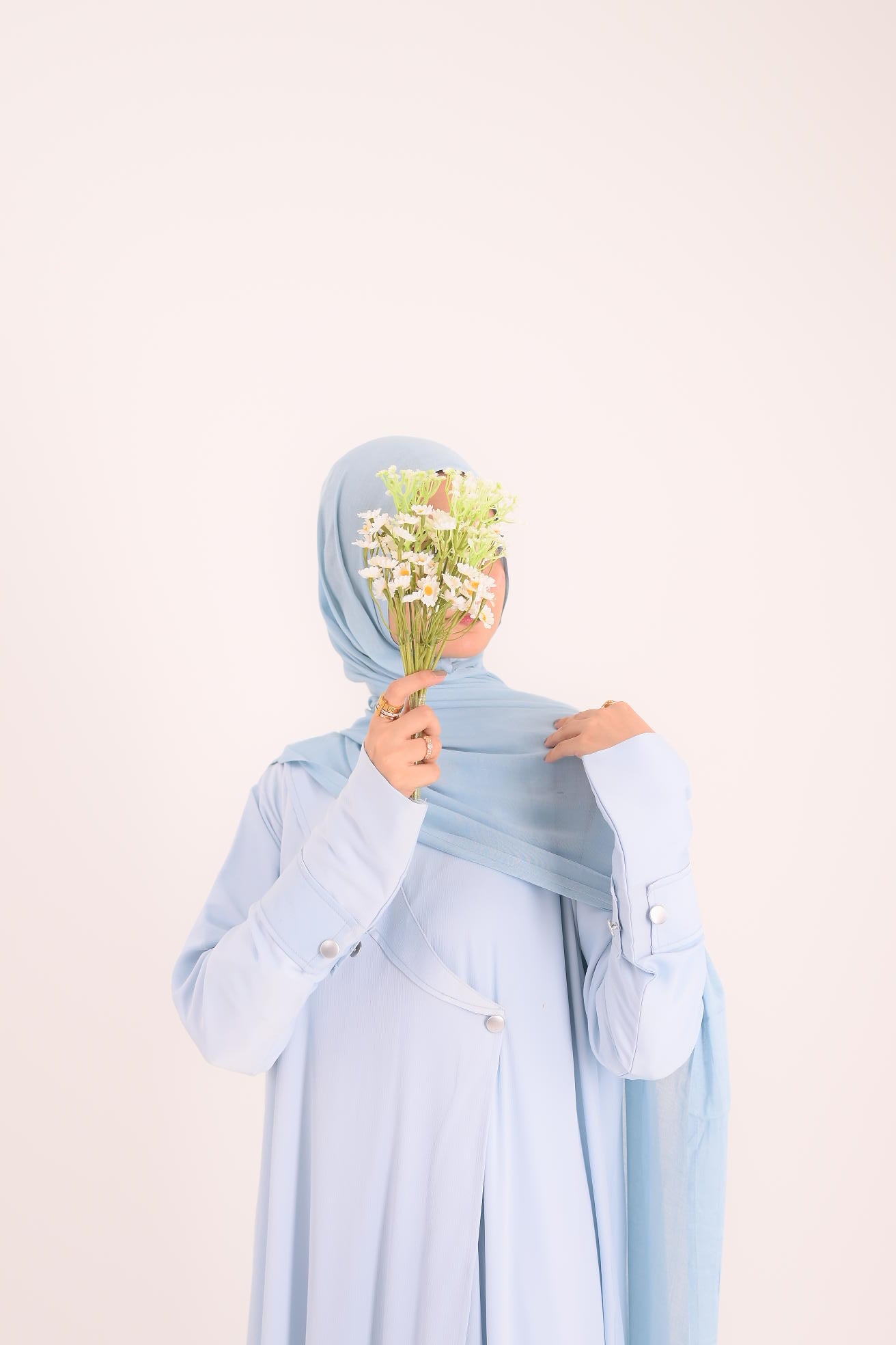 Raha- Bahrain Coat Abaya- Pastel Blue
