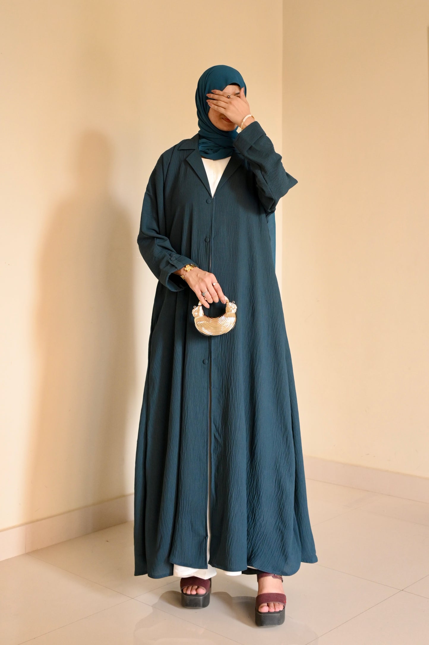 Turkish Staple Coat Abaya- Zinc